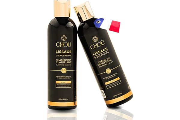 CHOÜ-Lissage brésilien Kit professionnel 250ml Sans Formol aux actifs naturels-Lissage kératine- 3 à 4 applications-avec Shampoing clarifiant-Convient femmes enceintes et enfants Fabriqué en France