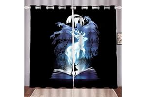 Doiicoon Harry Poter Children's Blackout Curtains - Magic Badge Curtains Set of 2 for Boys and Girls Bedroom (14.183 x 160 cm (2 x 91 x 160 cm)