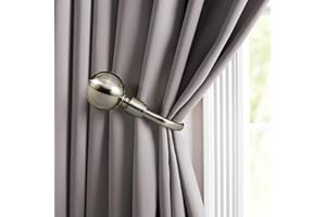 YOUR HOME ONLINE 28mm Metal Bay Window Curtain Pole Ball Finial For Eyelet Curtains Brushed Chrome (Set Of 2 Holdbacks)