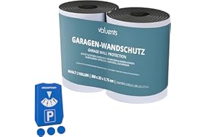 valuents 2X Garagen Wandschutz schwarz, extra dick mit 7,5mm und je 2m lang – Auto Türschutz – Türkantenschutz aus Schaumstoff – selbstklebend +Plus: Parkscheibe