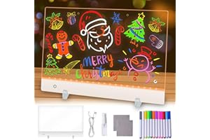 ‎TOBEBRIGHT TobeBright LED-Notiztafel mit 12 Farbstiften, 35x25cm LED-Zeichenbrett inklusive Ständer, Acryl-Malbrett für Kinder, Tragbares Grafiktablett mit Zubehör Ultimate Light Board Zeichentablett für Kinder