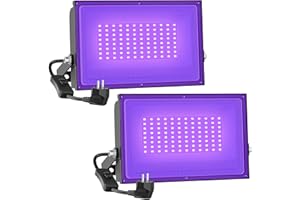 Onforu Lot de 2 50W Projecteur UV LED, IP66 Étanche Lumière Noire LED, Lampe LED Ultra-violet, Eclairage à Effet pour Aquarium, Soirée, Peinture Fluo, affiche fluorescente, Néon, Bar, Fête