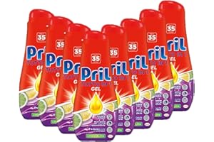 Pril Gel All in One Sciogli Grasso Detersivo Lavastoviglie Liquido Multi-Azione Sporco Difficile, 8 Confezioni da 35 lavaggi