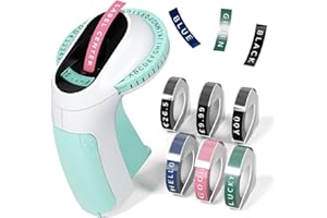 LabelCenter Etichettatrice a Rilievo 3D E975 - Manuale Senza Batteria e Inchiostro, 6 Rotoli di Etichette Inclusi - Compatibile con Caratteri Speciali £€ - Per Casa, Arte e Scuola, Verde