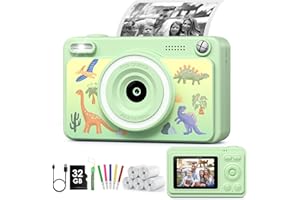 GREENKINDER Macchina Fotografica Bambini Istantanea, 2.4" Schermo Fotocamera Istantanea con 32GB Scheda, 1080P Fotocamera Digital per Bambini, Giocattolo Regalo per 3-14 Anni