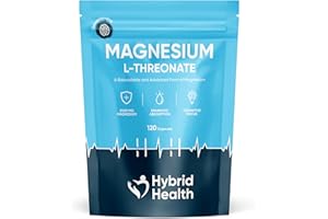 Hybrid Health Magnesium L-Threonate 2000 MG Supplement | 120 High Strength Vegan Capsules | Bioavailable & Advanced Form of Magnesium | Vegan Non-GMO