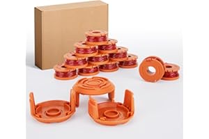 SHIRYLZEE Bobina per decespugliatore Worx, bobina di ricambio per tagliaerba Worx, funziona per tutti i decespugliatori da 20 V, Ø 1,65 mm, 3 m di lunghezza, 12 pezzi di filo per tagliaerba e 3 tappi