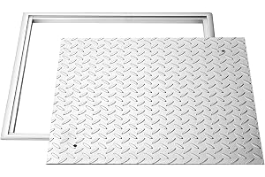 VEVOR Avloppslock med kolstålram fyrkantig tanklock 50 x 50 cm ram 54,5 x 54,5 cm halkfritt mönster för inspektion av avloppskanaler på plantor, trädgård