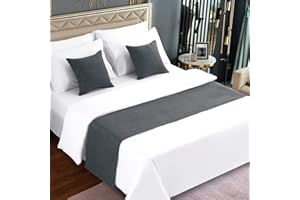 ‎AMBERIS AMBERIS Bettläufer & Schals Dunkelgrau, Kunstleinen Langlebig Dekorativ Bettschals für Haus und Hotel