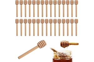 KYYLZ 30 Pezzi Spargimiele Legno Piccoli, Cucchiaini Bastoncini Miele Legno Piccoli Mini Spargimiele 8 cm per Vaso di Miele Jar Ringraziamento Matrimonio Battesimo