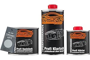 TRISTARcolor Pintura automotriz Set bote listo para pulverizar para VW/Volkswagen LB7Z Satinsilber Metallic/Satin Silver Metallic Pintura base/transparente de 2 componentes 1,25L