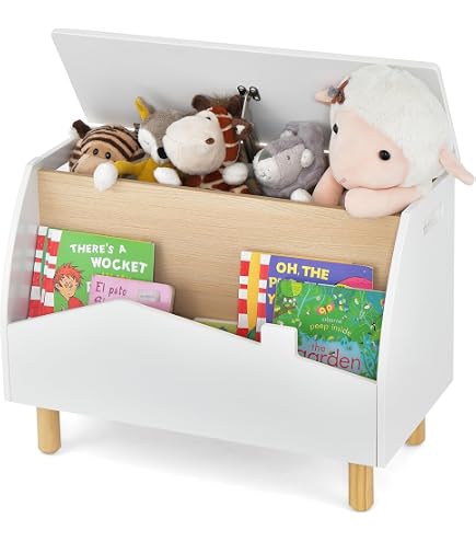 Scaffale Per Cameretta Dei Bambini Relaxdays – 4 Scomparti Aperti + 1 Con Porticina, In MDF Bianco/grigio