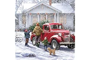 Lonmo Art Christmas Paint by Number for Adults-BeginnerKids Paint Kits DIY Snow Scene Painting by Numbers Kits Canvas Gifts Arts Crafts for Home Decor (16x16Inch)