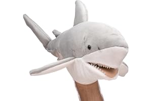 Uni-Toys - Marionetta con squalo bianco – 50 cm (lunghezza) – Pesce peluche – peluche