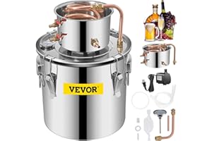 VEVOR Kit di Distillatore Alambicco in Acciaio Inox Rame Puro Materiale per Uso Alimentare Capienza del Serbatoio 19L, Kit Distillatore 30 x 30 cm per Liquore Acqua Distillata Vino con Pompa d'Acqua
