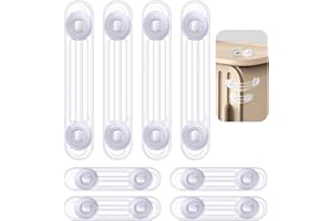Giantzhong 8 Stück Kindersicherung Schrank Schubladen, zwei Größe Türsicherung, 4 Lang Stiel Baby Schranksicherung und 4 kurze Stiel Schubladensicherung Kinder, 3M Kleber ohne Bohren, Transparent