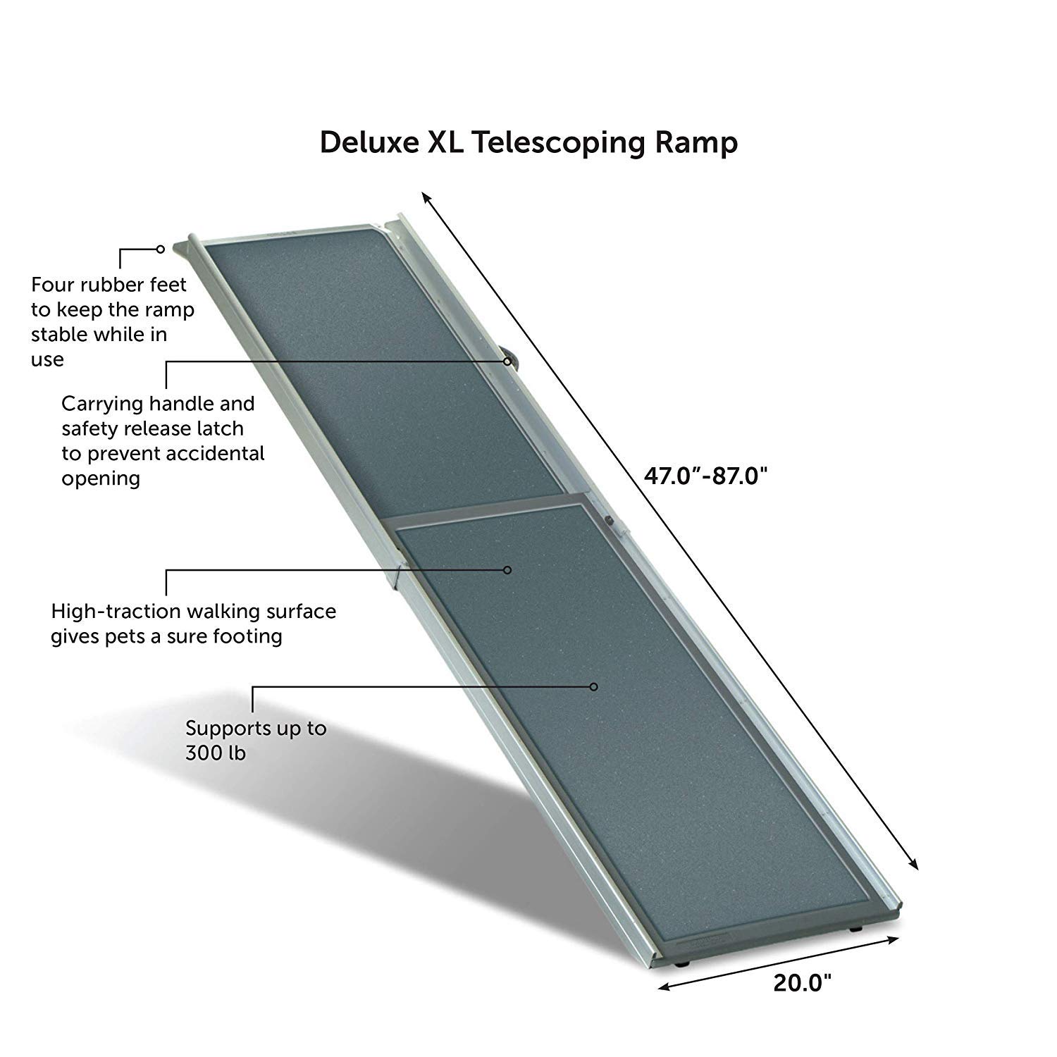 PetSafe Solvit Telescopic Pet Ramp, Extra Large, 119 cm 220 cm, Large Dogs, Durable Dogs.co.uk