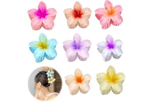 Feliciay Blumen Haarklammer, Niedliche Acryl Haarklammern für Frauen Haar, Hawaii Rutschfeste Haar Jaw Clips Haarstyling Zubehör, Rutschfeste Haarspange zum Fixieren von Haaren (8 Stück 8cm)