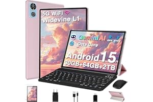 ‎DEERTIME Tablet 10 Zoll Android 15 Tablets mit 64GB+2TB TF, Gemini AI, Widevide L1 FHD IPS, Octa-Core 2.0GHz, 5G+2.4G WLAN, 8MP+5MP, BT5.0, Face ID,6000mAh, BT5.0, GMS Tablet mit Tastatur und Maus - RoséGold