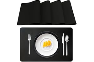 Lumaca Manteles Individuales Lavables, Juego de 4 Salvamanteles Individuales, Resistentes al Calor, Antideslizantes, para Mesa de Cocina y Restaurantes,Negro