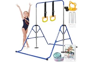 YOUTIFUN Gymnastics Bar, Kids Gym Equipment 5 Level Height Adjustable Pull Up Horizontal Gymnastic Bar, Gymnastics Equipment for Home for Girls & Boys, 3 to 12 years old