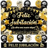Retirement Decoration, Retirement Banner, Happy Retirement Garland, Retirement Balloons, Black Gold Photocall Retirement