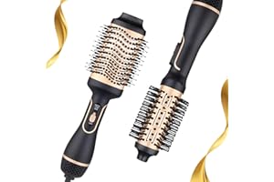 Fauxpont Cepillo de Aire Caliente 1000 W, Cepillo moldeador de aire profesional, Cepillo Secador 4 en 1, 3 Temperaturas y 2 Velociades, Tecnología Iónica, Seca, Alisa,Moldea y da Volumen (Oro)