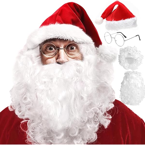 Set Completo Babbo Natale: Barba, Parrucca E Cappello - Per Travestimenti E Feste Di Natale
