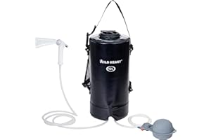 WILD HEART Douche de Camping - Douche Portable 22L 12L pour Le Camping avec Pompe à Pied à Pression et Tuyau - Sac à Dos de Sac de Douche Solaire pour Le Camping