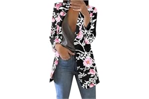 UXXNJFG Blazers Femme Chic et Élégant Fleurie Cintré sans Bouton Haut Pas Cher Marque Bureau Affaires Blazers Printemps Slim Fit Detente Blazer De Travail Blouson Jacket Vetement Femme