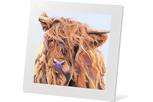 HKLIOPU Highland Cow Diamond Painting Kit, DIY Rhinestone Embroidery Crystal Diamond Art Craft, Rustic Animal Wall Decor 30x30cm
