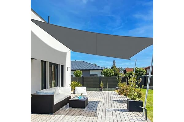 LOVE STORY Voile d'ombrage 3x4m Rectangulaire Imperméable à l'eau Toile d'ombrage Anthracite PES avec 95% de Protection UV pour Patio Extérieur Jardin