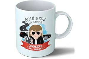 Planetacase Taza Desayuno Aquí Bebe la Mejor conductora del Mundo Regalo Original Conductores Ceramica 330 mL