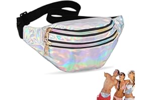 ZARADU Sac Banane Paillettes,Banane Compartiments avec Fermeture,Banane À La Mode Réfléchissant Réglable Sangle Étanche Sac,Sac de Voyage Brillant Convient aux Voyages Sportifs en Plein air(Argent)