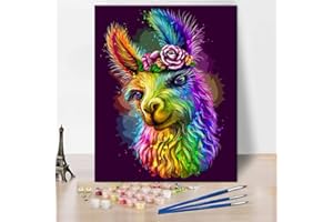 TISHIRON Lama Alpaca Paint by Numbers, Pop Art Style Paint by Number for Adults Kids Beginner, Abstract Lama DIY Painting by Number On Canvas, Oil Painting Crafts for Home Wall Decor Frameless 16x20 Inch