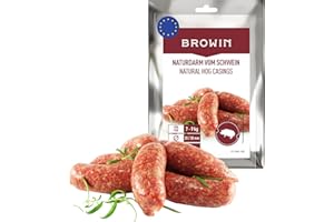‎BROWIN BROWIN® Naturdarm für Wurst | Premium Naturdarm für hausgemachte Würstchen, Wacholderwurst, Weißwurst, Bratwurst (Kaliber 28/30 mm, 15 m, Schweinedarm)