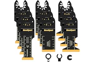 Besdiyart 12 Stück Titan-Beschichtung Oszillierende Sägeblätter, 28mm 34mm 44mm Multi-Tool Sägeblätter für Metall und Holz, Universal Quick-Lock Multi-Tool Zubehör
