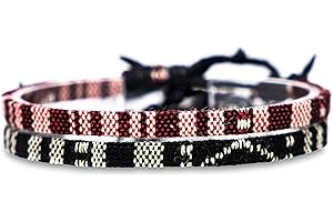 Made by Nami Cavigliera Surfer Set di 2 Uomo e Donna - Cavigliera Sottile Boho Hippie Etnico - Accessori Fatti a Mano per Festa in Spiaggia - Impermeabile e Regolabile (nero & rosso vino)