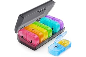 ‎AUVON AUVON Tablettenbox 7 Tage Morgens Abends, Pillendose, 2 Fächer, handlicher und feuchtigkeitsbeständiger Medikamentenbox für die Hand- oder Hosentasche, um Medikamente aufzubewahren (Regenbogen)