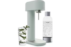 Mysoda Ruby 2 Sparkling Water Maker - Soda Streaming Machine Silent Carbonated Water Machine Robust Long-Lasting Aluminium Soda Maker 1L Water Bottle Without CO2 Cylinder - Light Green Soda Machine