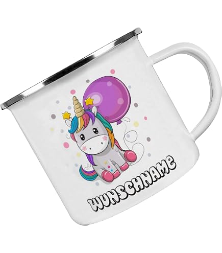Personalisiert Einhorn Tasse Mit Namen – Kindertasse 330 Ml In Rosa/Weiß, Spülmaschinenfest