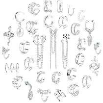 PLABBDPL Faux Piercing Oreille - 12 Pcs Boucles D'Oreille Clip Sans Trou - Helix Cartilage