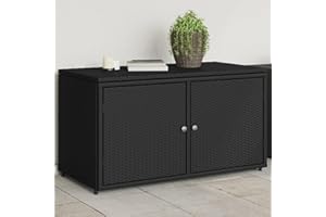 CIADAZ 365567 Garden Cabinet Black 110 x 55 x 60.5 cm Poly Rattan, Tool Shed, Tool Shed, Weatherproof, Outdoor Cabinet, Garden Shed Cabinet, Patio Cabinet
