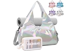 DBPBToU Borsone Palestra Donna con Scomparto per Scarpe di Ventilazione, Borsa Palestra Donna con Borsa da Toilette, Borsone da Viaggio (Bianco)