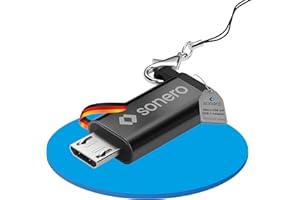 Sonero® Adapter Micro USB na USB-C, kompatybilny z urządzeniami Apple, obsługa OTG, idealny do rowerów elektrycznych, w zestawie klamra/karabińczyk, aluminiowa obudowa, czarny