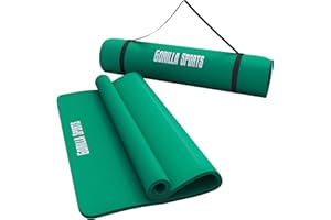 GORILLA SPORTS® Tappetino Fitness - 190x60 / 190x100 cm, Antiscivolo, Impermeabile, Gomma Nitrilica, Spessore 1,5 cm, 13 Colori a Scelta - Tappeto, Materassino Yoga, Pilates, Palestra, Allenamento