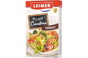 ‎LEIMER LEIMER Croutons Vollkorn 100 g - Hergestellt aus vollem Korn des Weizens, herzhaft-rustikal - Kräftiger Vollkorngeschmack - Vegan (1 x 100g)