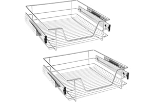 HENGMEI 2 x szafka kuchenna, teleskopowa szuflada 50 cm, wysuwana półka, szuflady kuchenne, organizer kuchenny, regał z koszem, szuflada do sypialni, pełne wysuwanie, obciążenie 20 kg