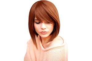 Prettyland Damen Braune Kurze Perücke Alltag Bob Stufe Glatt Alltag wie Echt-Haar Frau gestuft Kurz-haar brown Wig C498