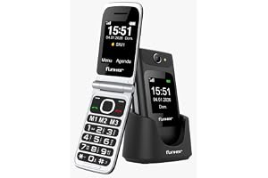 Funker C250 Comfort Power med lock för seniorer, laddningsbas, tangentbord med hög kontrast, SOS-knapp, lätt att använda, 3 direktminnen, 1 450 mAh batteri